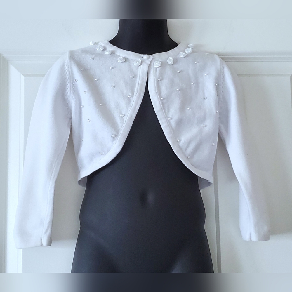 Little Girl's Shrug With Pearl Embellishments